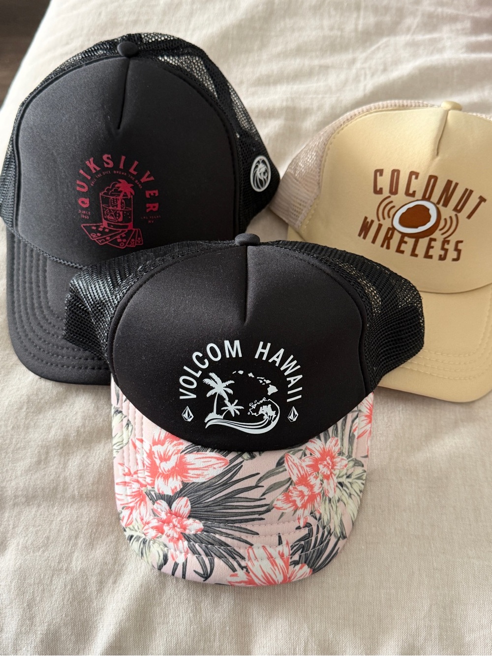 Quiksilver, Volcom and Kai Aloha Trucker Hats- set of 3!